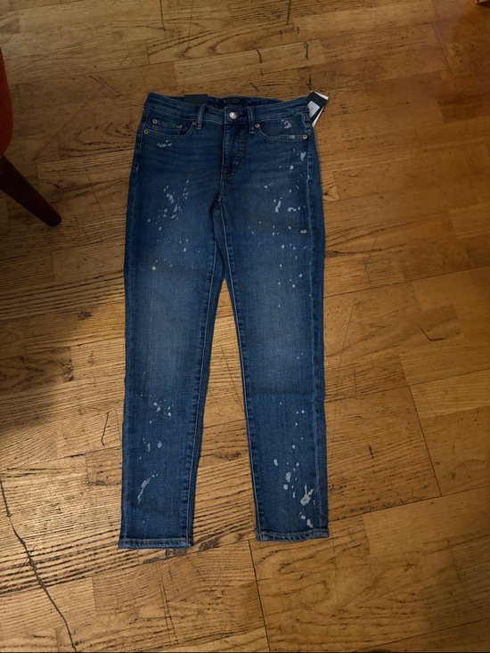 Ralph Lauren woman’s  Skinny Paint-Splatter Dark Blue Jeans - Picture 8 of 15